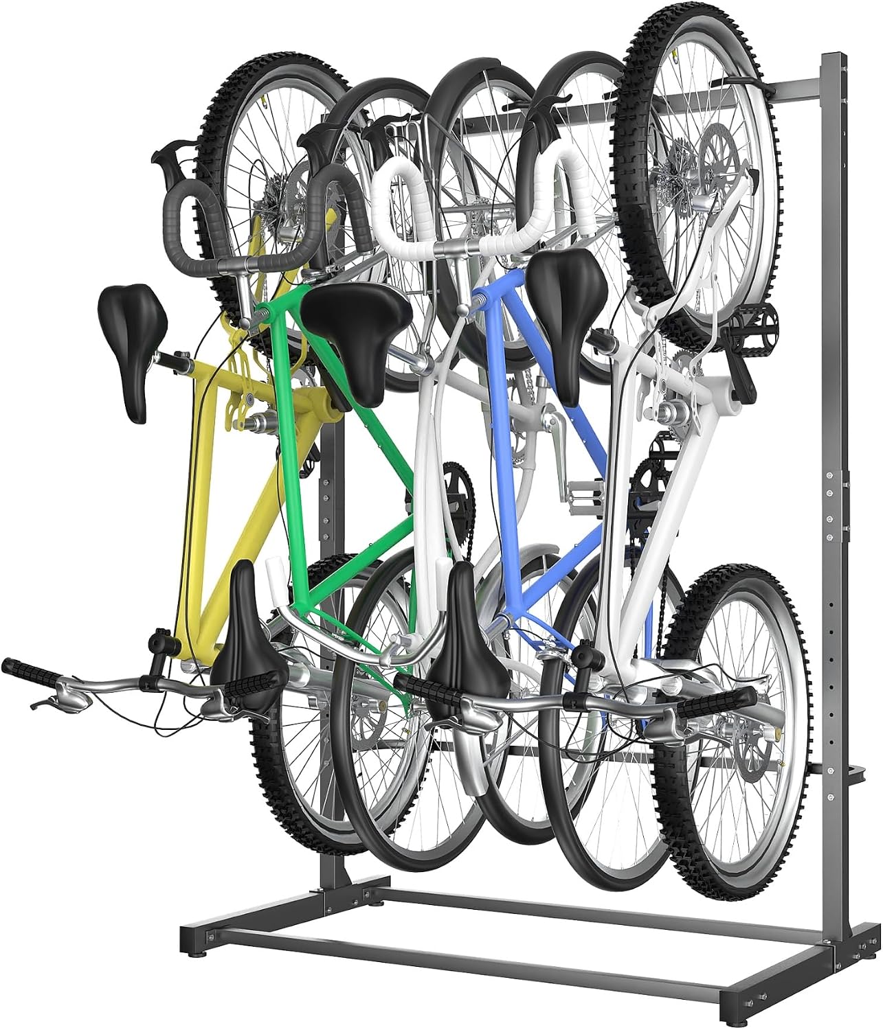 WALMANN Freestanding Bike Stand for Garage, 5 Bikes Vertical Bike Storage Stand Heavy Duty Bike Floor Stand, Holds Up to 70 lbs/Hook
