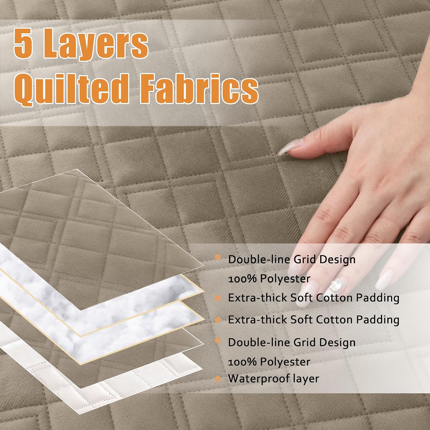 Arfntevss Waterproof Sectional Couch Covers L Shape Washable Velvet Sofa Cover for Sectional Non Slip Large Corner Slipcovers Dog 6 Pcs Universal U Shaped Furniture Protector (Camel, Large)
