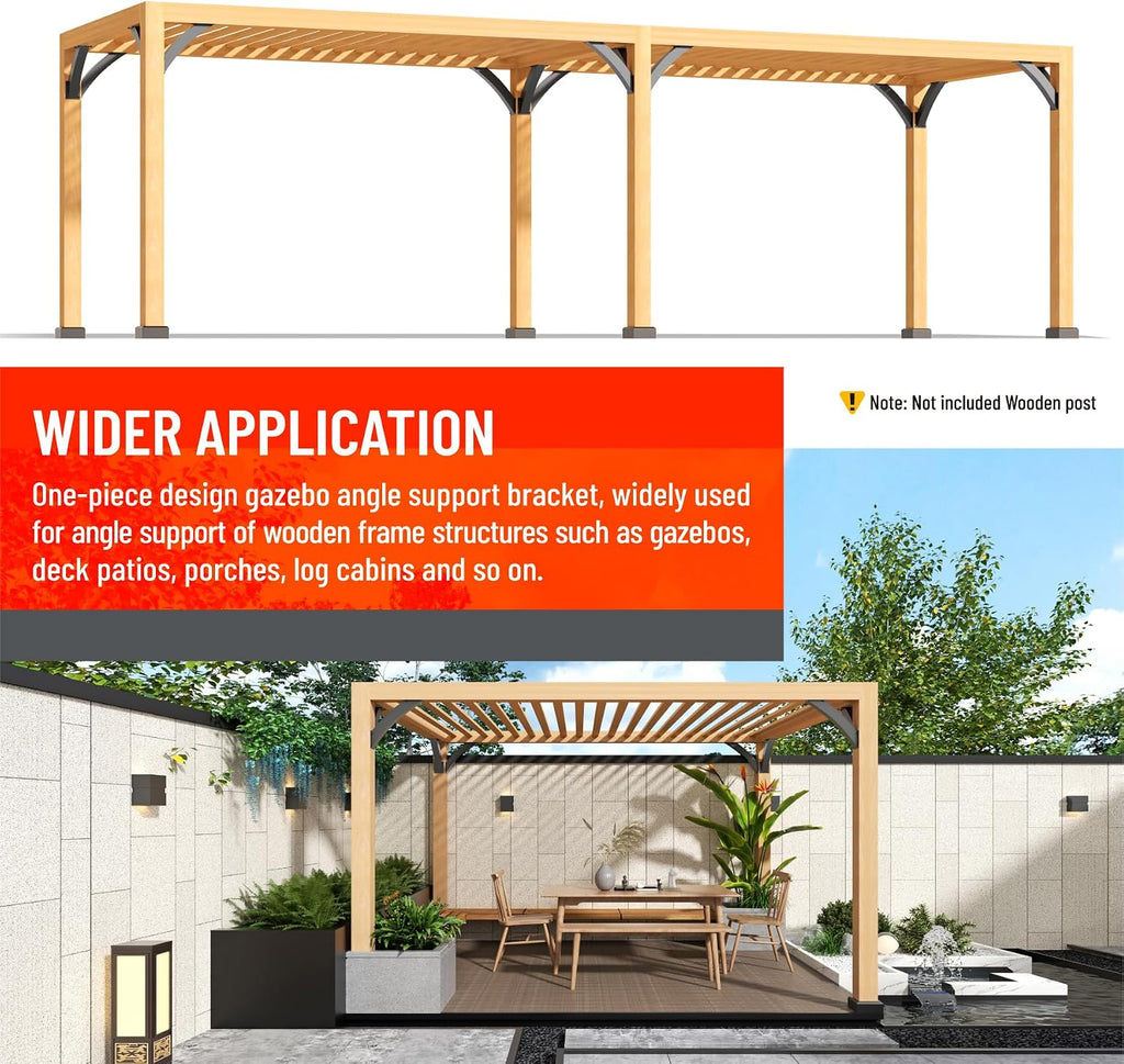 Heavy Duty Integrated Arc 4''x4''(Actual Tube Dia: 3.2''x 3.2'') 45 Degree Angle Support Pergola Brackets Q235-Steel 8Pack