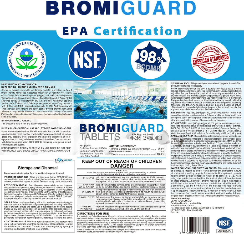 Bromine Tablets for SPA Hot Tub 50LB Tabs Brominating Tablets Booster Eliminates Bacteria Algae Soft Water Feel No Chlorine Odor Chemical Sanitizer Chlorine Alternative