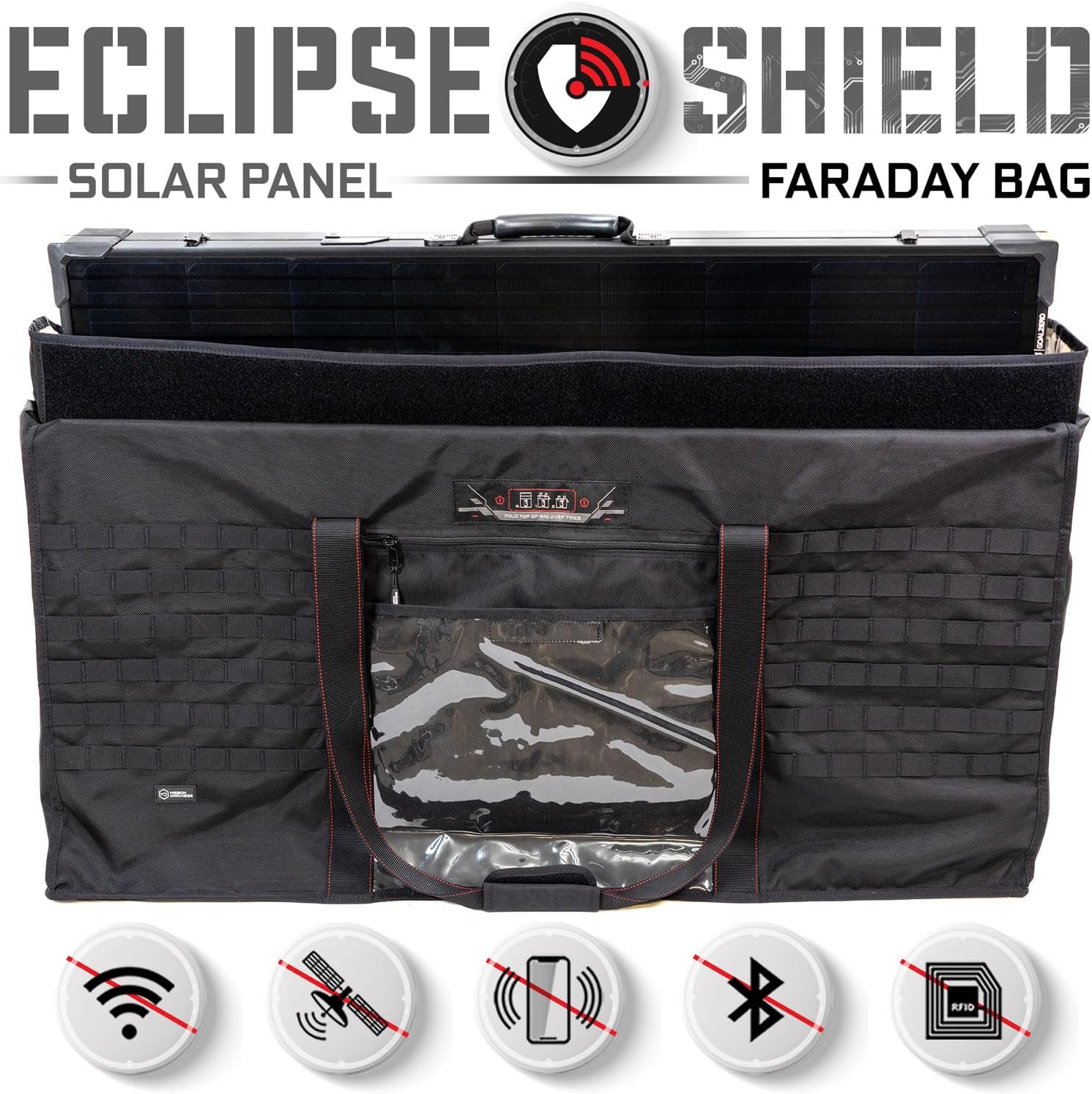 Mission Darkness Eclipse Faraday Bag for Solar Panels & Large Electronics – Military-Grade EMP, CME & RF Shielding for Solar Flare Protection, Preppers, and Personal Security