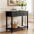 Knocbel Antique Entry Console Table with 2 Drawers & Bottom Open Shelf, Wood Sofa Tables for Entryway Hallway Living Room, 35.34' W x 13.8' D x 30.25' H, Black