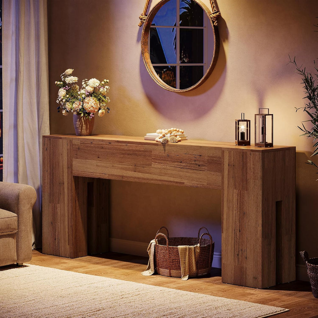 Tribesigns 71-Inch Long Console Table for Entryway, Farmhouse Sofa Console Behind Couch, Entry Table for Hallway, Foyer, Living Room, Rustic Wood