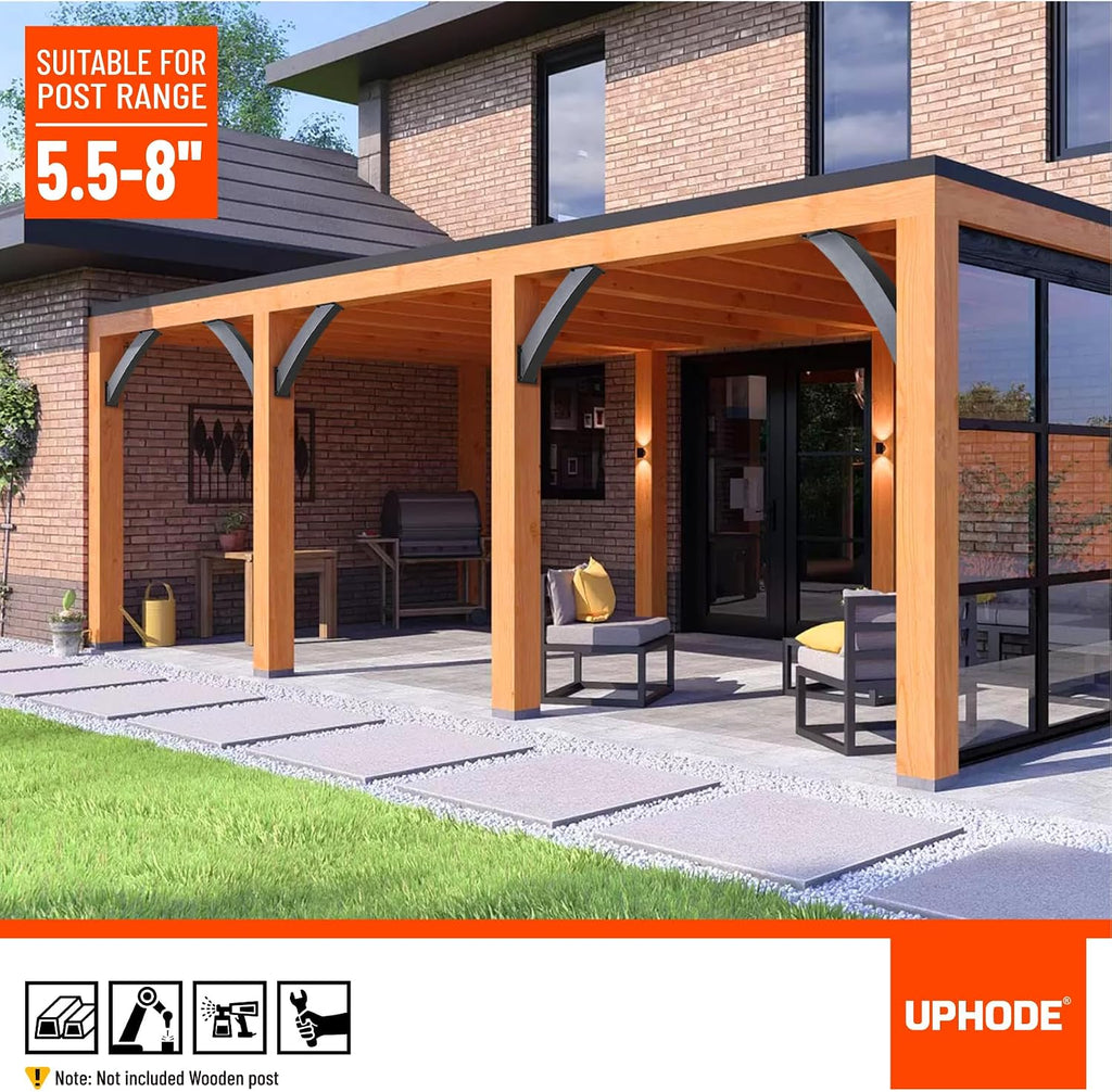 Heavy Duty Integrated Arc 4''x4''(Actual Tube Dia: 3.2''x 3.2'') 45 Degree Angle Support Pergola Brackets Q235-Steel 8Pack