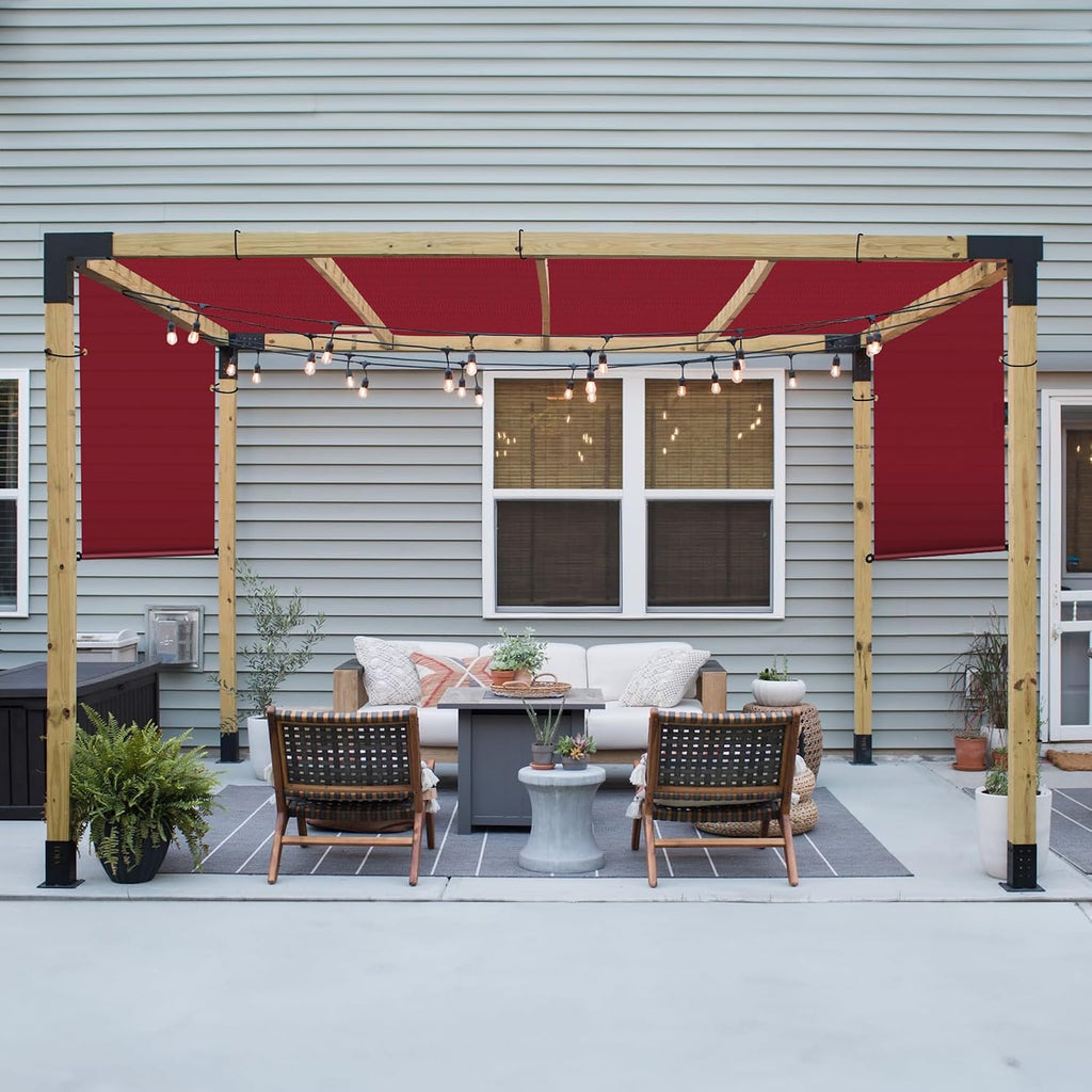 Patio 8' x 4' Waterproof Pergola Canopy Replacement Shade Cover Sun Sail for Deck Porch Backyard Shade Cloth Tarp with Grommets Rods Privacy Shade Screen, Red