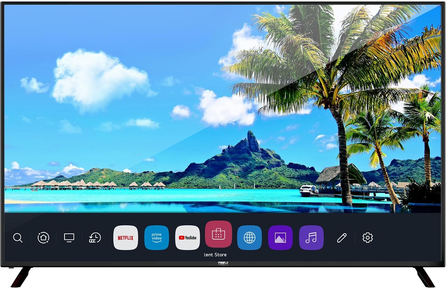 Pyle 65' 2160p UHD Smart TV - Flat Screen Monitor HD DLED Digital/Analog Television w/Built-in WebOS Hub Operating System, HDMI, USB, AV, Full Range Stereo Speaker, Wall Mount, Includes Remote Control