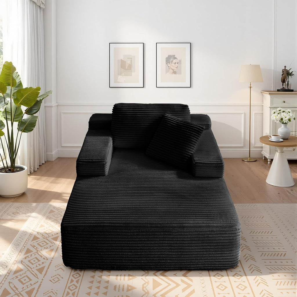 68.5' Oversized Chaise Lounge Chair Indoor, Boneless Sleeper Sofa Bed with Pillows, Deep Seat Sleeper Couch Reading Chairs, Cloud Sofas Couches for Living Room, No Assembly Required