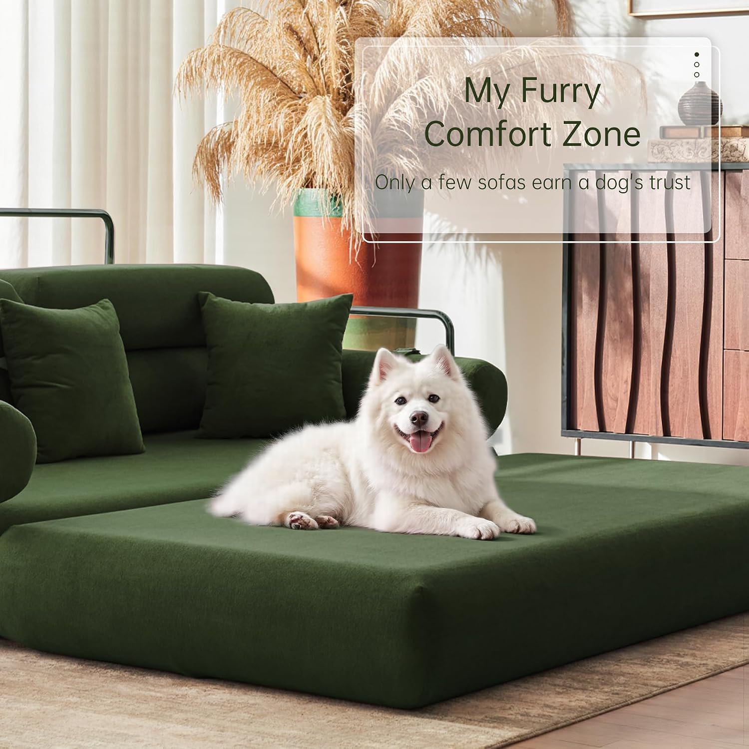 YINIX Convertible Sleeper Sofa - 35'' High-Back Floor Couch Bed - Folding Sofa Bed with Rounded Arm Supports - Floor Sofa Lounge Sofa Bed for Living Room - Green