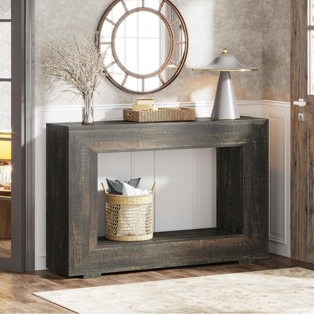 Tribesigns Farmhouse Console Table, 47 Inches Entryway Console Table with Storage, Industrial Hallway Accent Table for Living Room, Entrance