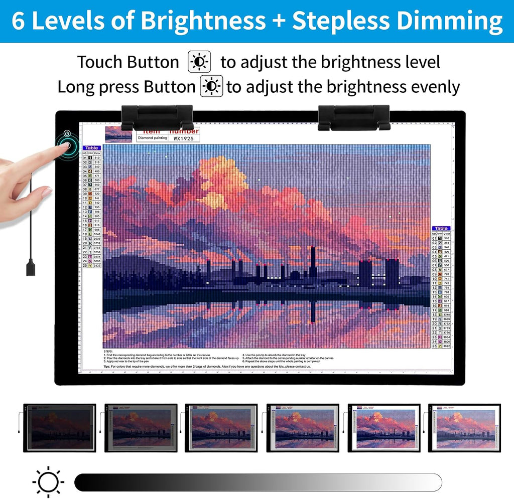 TOHETO Rechargeable A1 Light Pad 35.4'x23.6', Extra Large LED Light Board for Diamond Painting, 3-Color Modes Light Box, Diamond Art Light Table, Lightbox for Tracing and Drawing, Sketching, Artists