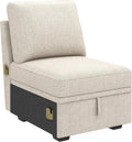 HONBAY Single Seat for Modular Sectional Sleeper Sofa with Pull Out Bed, Customizable Armless Chair for Sectional Couch, Beige