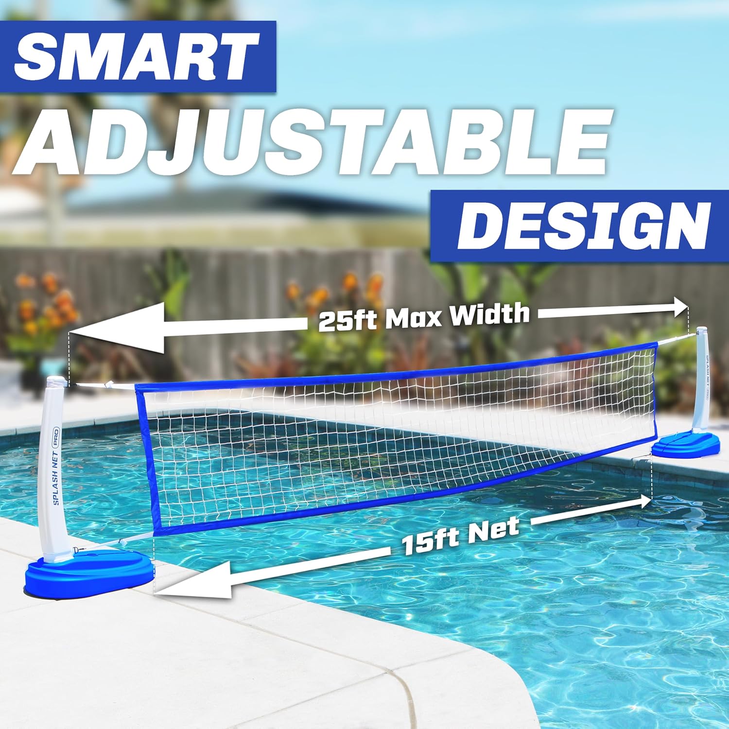GoSports Splash Net PRO Pool Volleyball Net - Red, White, or Blue - Includes 2 Water Volleyballs and Pump