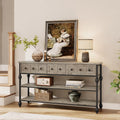 GarveeHome 52' Console Table, Entryway Table with 3 Storage Drawers, 3 Tier Industrial Metal Sofa Table, Behind Couch Table, Hallway Table for Entry, Living Room (Grey)