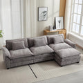 Oprisen 120' Modular Sectional Sofa, Comfy Cloud Couch Sectional Sofa with Ottoman, Chenille Sofa Sleeper Deep Seat Sofa with Throw Pillows for Living Room (Light Gray, 120'- L Shape)