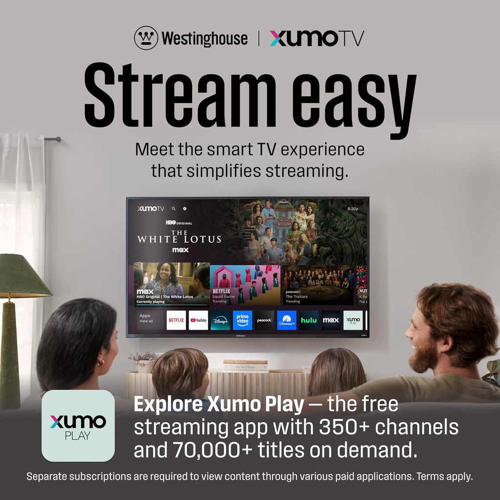 Westinghouse 43-inch Smart TV, FHD 1080P Xumo TV w/Voice Remote, Flat Screen Television w/Dolby Atmos, Bluetooth, Apple AirPlay, Wi-Fi & Mobile Connectivity