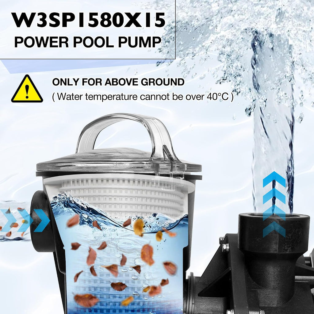 Pool Pump 1.5 HP Replacement for Hayward PowerFlo LX Series W3SP1580X15, Above Ground Swimming Pool Pump Motor – Single Speed 115V 48Y Frame