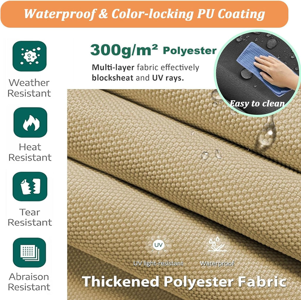 Patio Awning Fabric Replacement Retractable Awning Uv-Resistant Waterproof Polyester Canopy Cloth 6.5ft 8ft 10ft 13ft 16ft 20ft Custom Manual Sunshade Shelter Canvas(Size:14x10ft,Color:Sand)