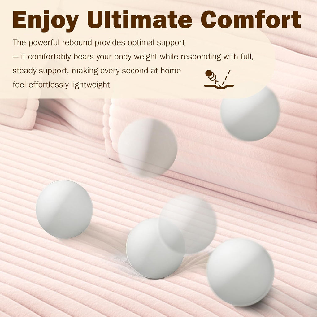 JOYBASE 78' Folding Sofa Bed, Convertible Twin Sleeper Sofa, Minimalist Boneless Cloud Couch for Living Room, Apartment, Bedroom (Baby-Pink Corduroy)
