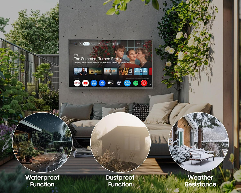 SYLVOX Outdoor TV, Smart QLED TV 43 inch, Weatherproof Outdoor TVs Support Google Assistant, 4K UHD, Wide Viewing Angle, IP56 Waterproof, 1000 Nits Partial Sun QLED Television(2026 Model)