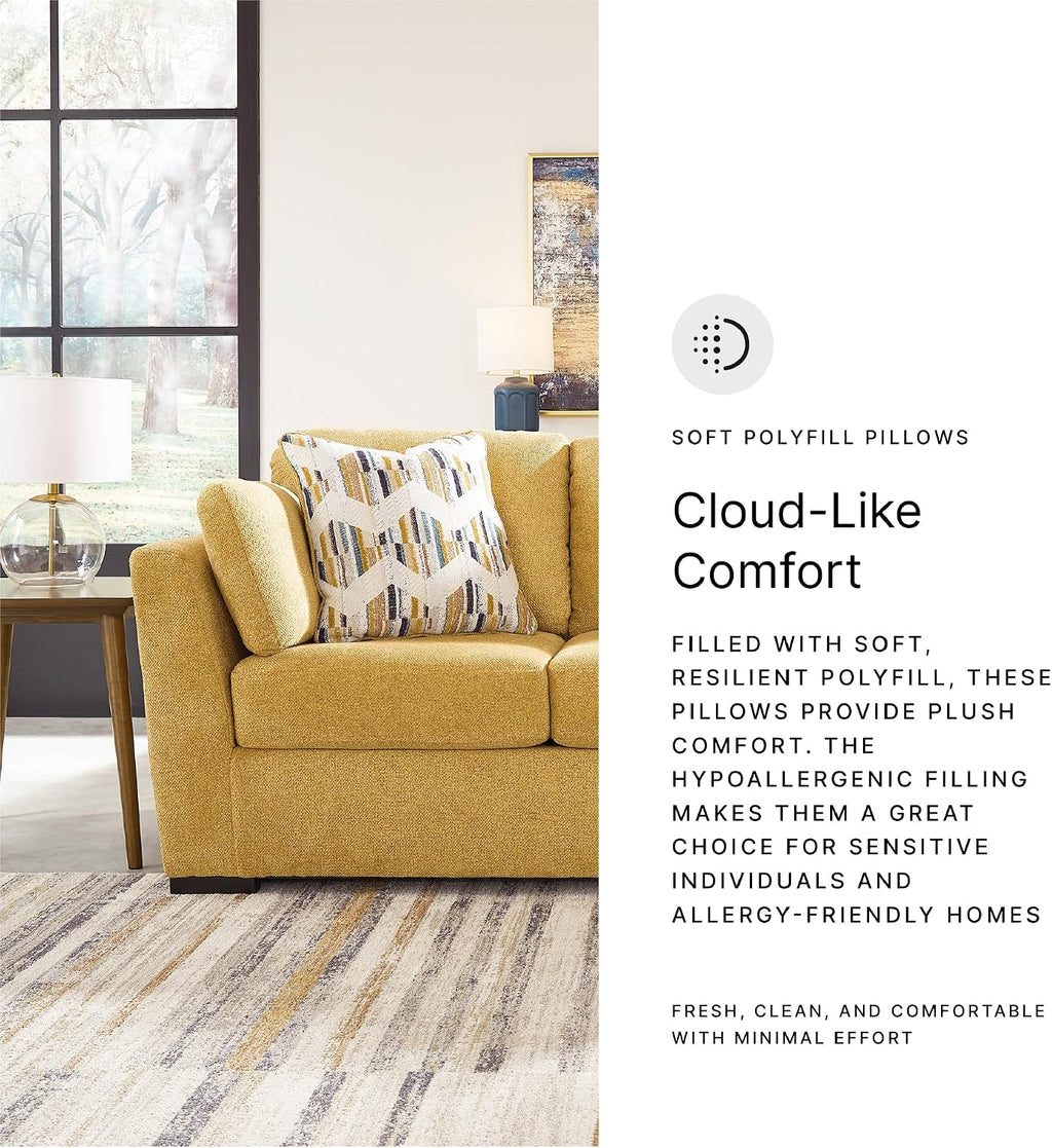 Signature Design by Ashley Keerwick Scandinavian 2-in-1 Sofa Sleeper with Folding Gel Memory Foam Mattress and 4 Pillows, Queen, Yellow