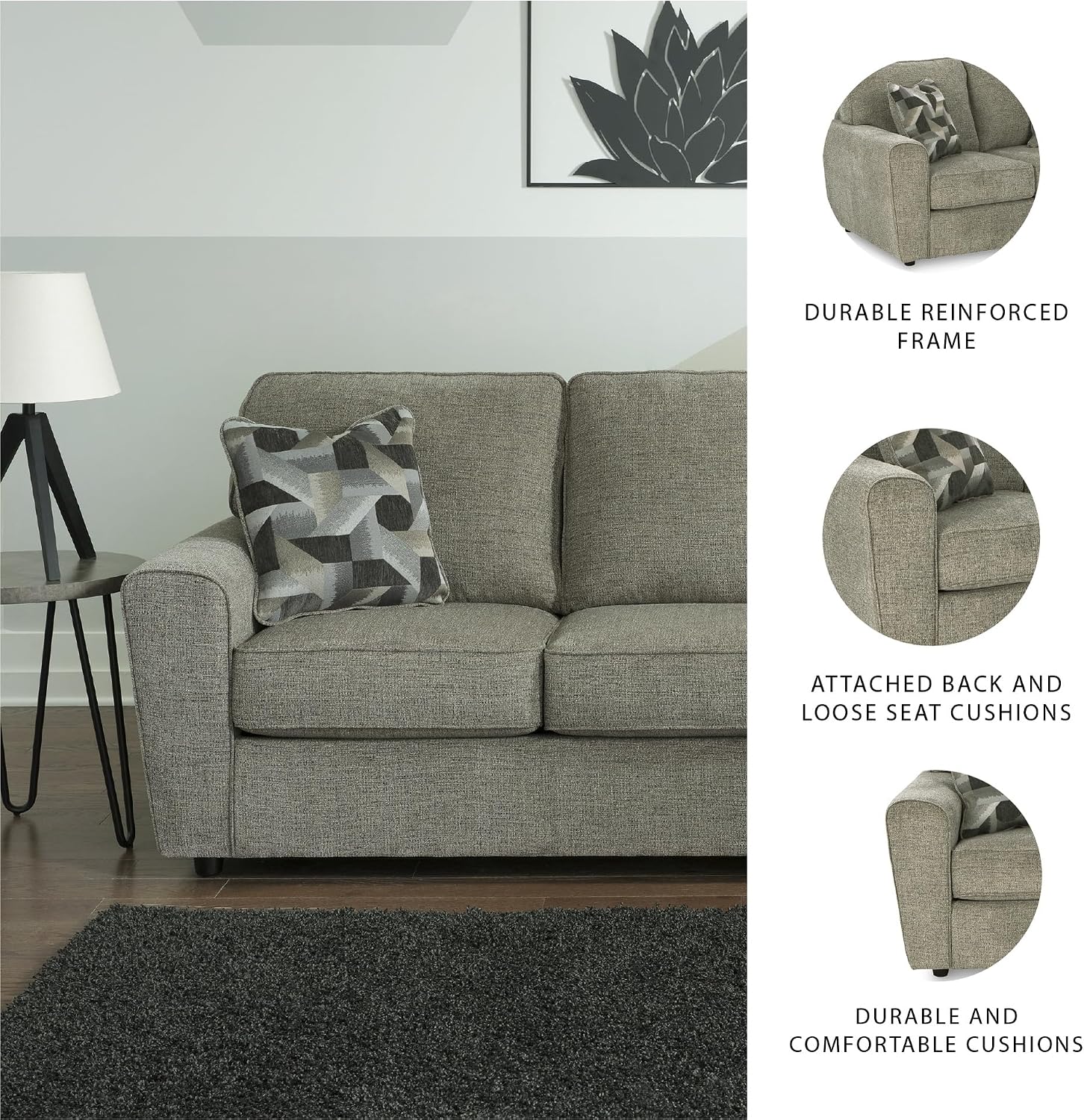 Signature Design by Ashley Cascilla Casual Sofa, Light Gray