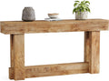 LITTLE TREE 63-Inch Farmhouse Console Table, 2-Tier Wooden Sofa Table Behind the Couch, Narrow Long Entryway Table for Living Room, Entrance, Hallway (Natural)