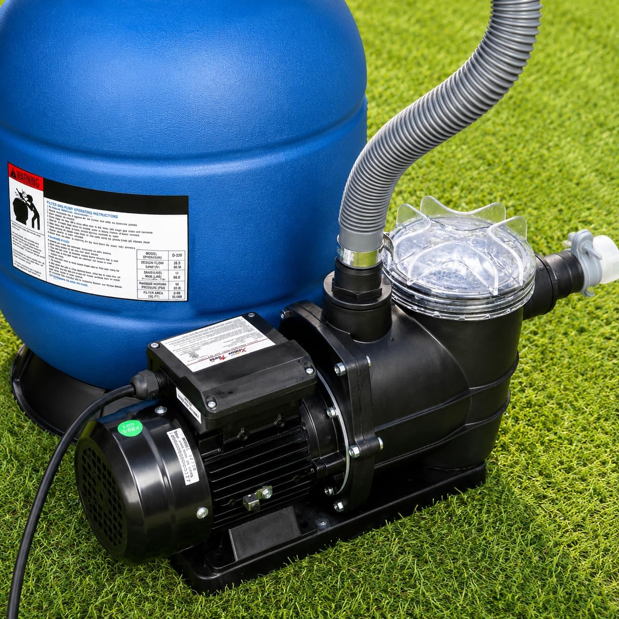 XtremepowerUS 13' Sand Filter Pump for Above Ground Pools 2400GPH Swimming Pool Pump Pressure Gauge up to 10000GAL Pool Pool Sand Filter with 4 Way Valve