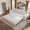 3 in 1 Convertible Sleeper Sofa Bed, 93.7' King Size Sofa Sleeper with Pull Out Bed, Velvet Folding Loveseat Sofa 3-Seater with Deep Seat, Nailhead Trim & Rolled Arm for Living Room (Beige)