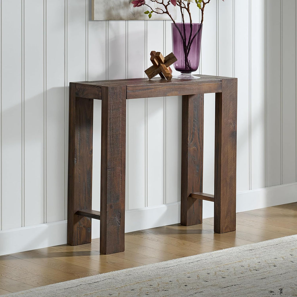 Alaterre Furniture Classic Solid Wood Console Table - 36 Inch Modern Farmhouse Small Entryway Table - Easy Assembly Living Room Furniture for Behind The Couch, Entryway, or Hallway (Brown)