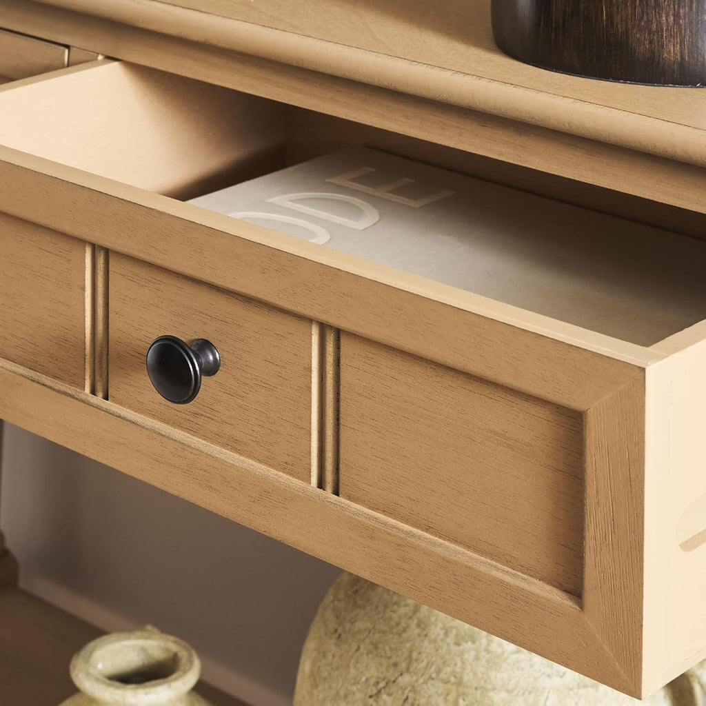 SAFAVIEH Home Collection - Samantha Entryway Console Table, Camel Brown 2-Drawer Storage Sofa Table (AMH5710G)