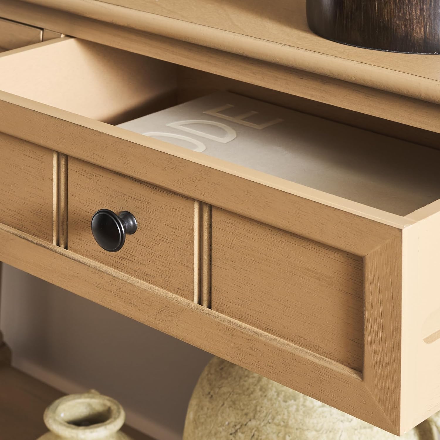 SAFAVIEH Home Collection - Samantha Entryway Console Table, Camel Brown 2-Drawer Storage Sofa Table (AMH5710G)