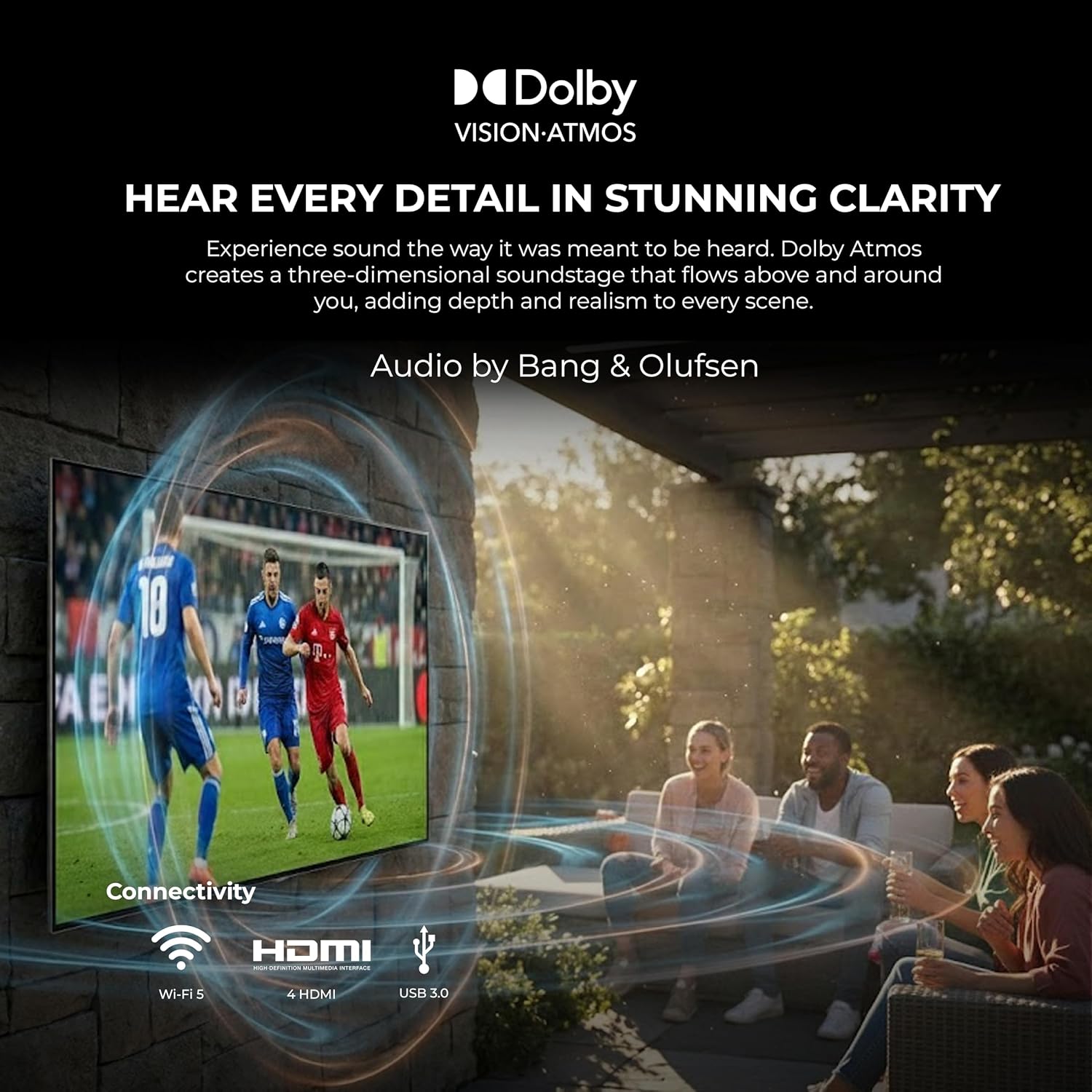 Titan G200 Mini-QLED 98 Inch Outdoor TV, Partial Sun, IP65 Smart Weatherproof TV, 4K HDR, 144 Hz, Google AI OS, 3000Nits, Wi-Fi 5, Dolby Vision&Atmos, Bang&Olufsen, Outdoor TV Cover, SlimBezel, 2YrWty
