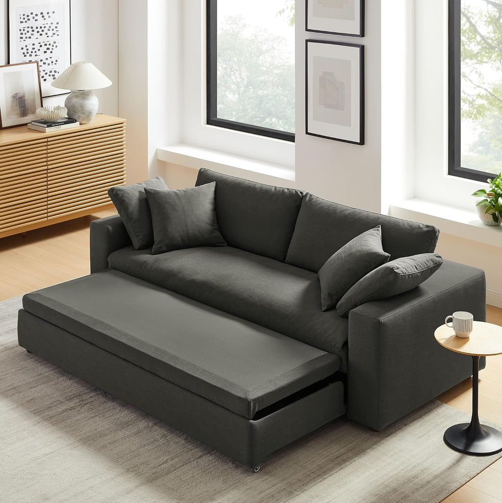 Modway Commix Down Filled Fabric Sleeper Sofa in Gray