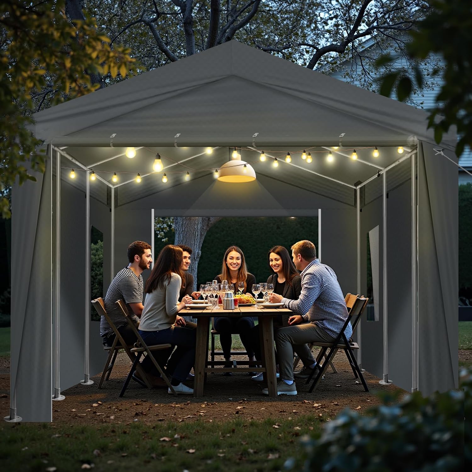 VINGLI 12 x 20 ft Outdoor Portable Storage Shed, Heavy Duty Bike Tent with Roll-up Zipper Door & Windows, Waterproof and UV Resistent Carport for Motorcycle, Garden Tools and Firewood