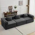 118' Oversized Convertible Floor Sofa Bed, Boneless Foldable Mattress Cloud Couch with Pillow Back & Armrest, Fold Out Floor Couch with Cup Holder for Living Room Bedroom Lounge, Corduroy, Dark Grey
