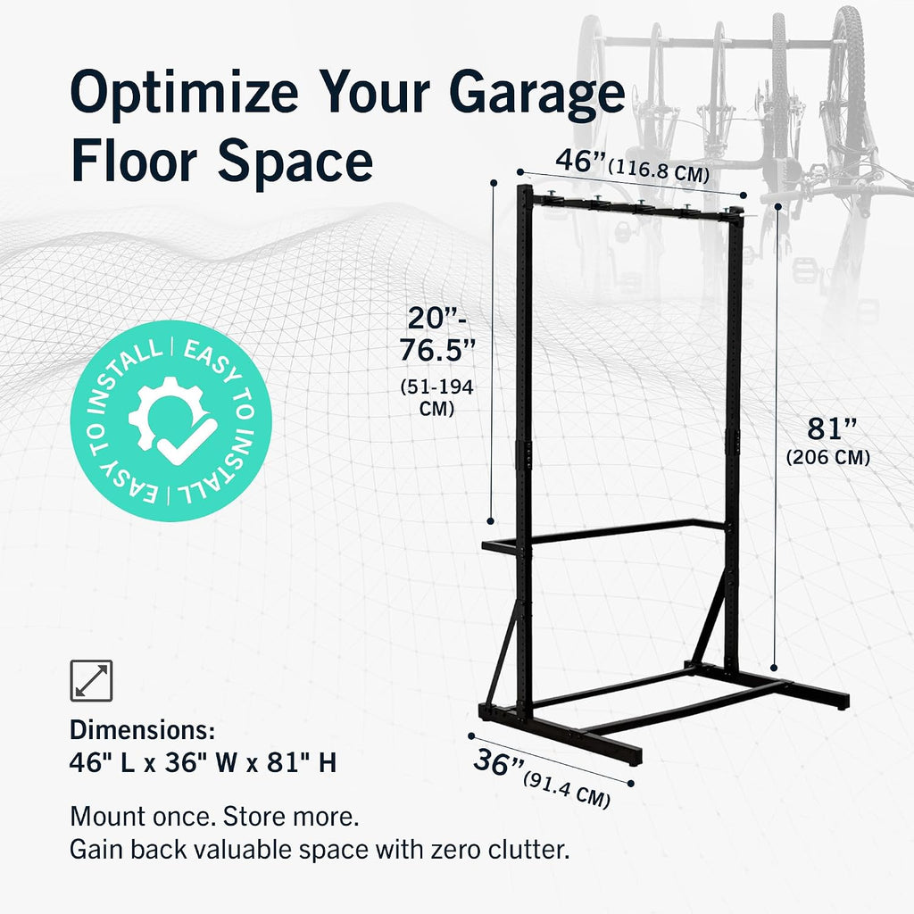 StoreYourBoard Freestanding Bike Rack for 5 Bikes - Heavy Duty Aluminum & Steel Indoor Bike Rack Garage - Space-Saving Vertical Bike Rack for Road, Mountain, and Hybrid Bicycles - Holds Up to 300 Lbs