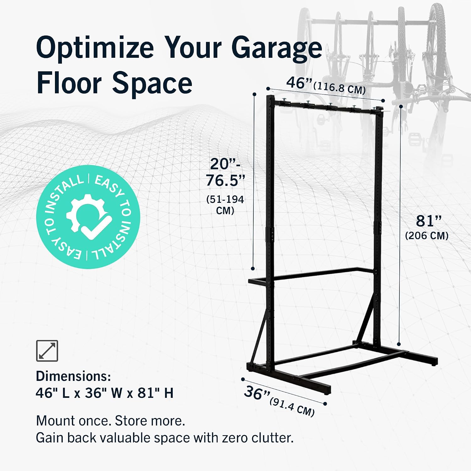 StoreYourBoard Freestanding Bike Rack for 5 Bikes - Heavy Duty Aluminum & Steel Indoor Bike Rack Garage - Space-Saving Vertical Bike Rack for Road, Mountain, and Hybrid Bicycles - Holds Up to 300 Lbs