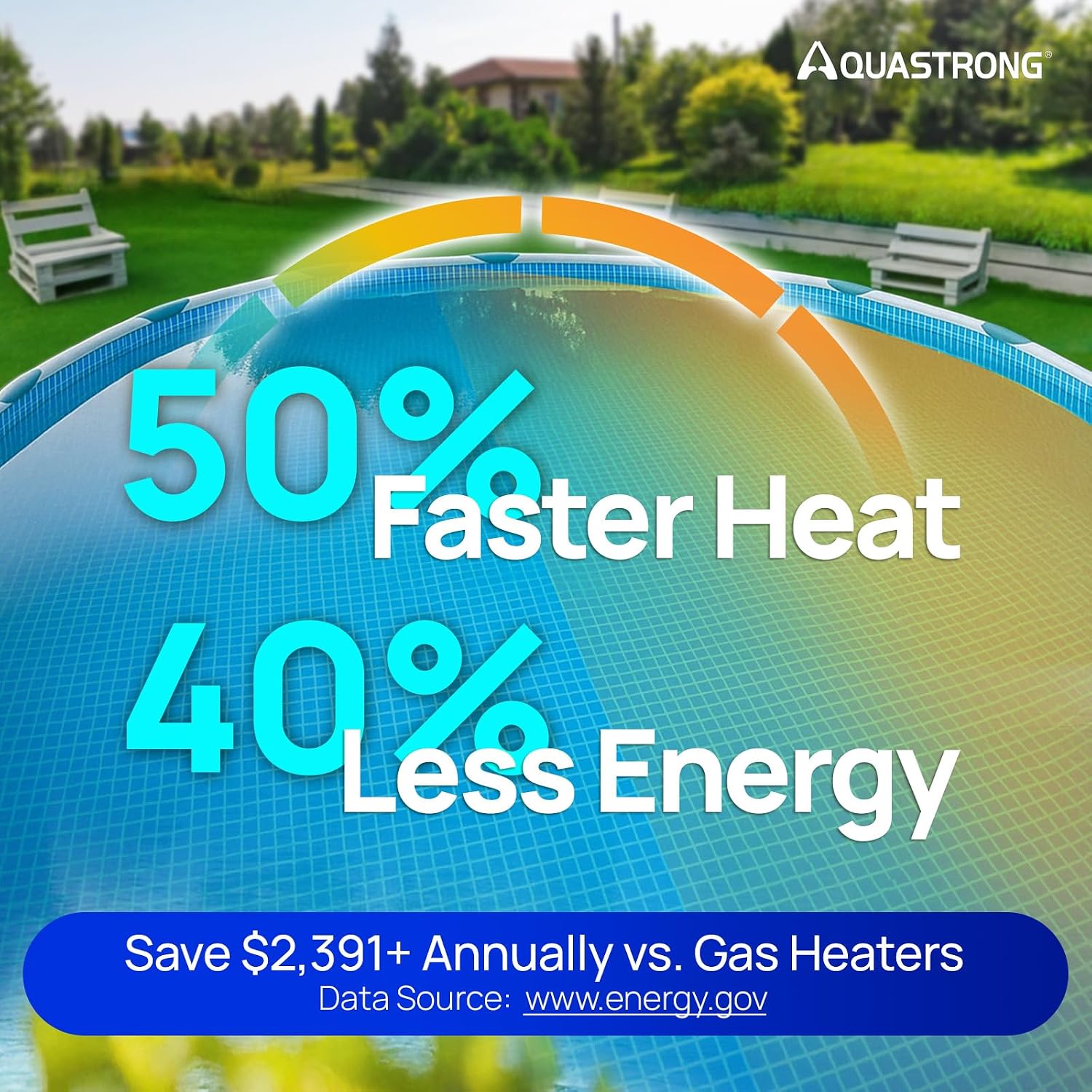 AQUASTRONG Inverter Swimming Pool Heat Pump,Pool Heater for Above Ground and Inground Pool Heating Smart WiFi Control and Cooling Pool Heater Pools Up to, 9100 Gallons