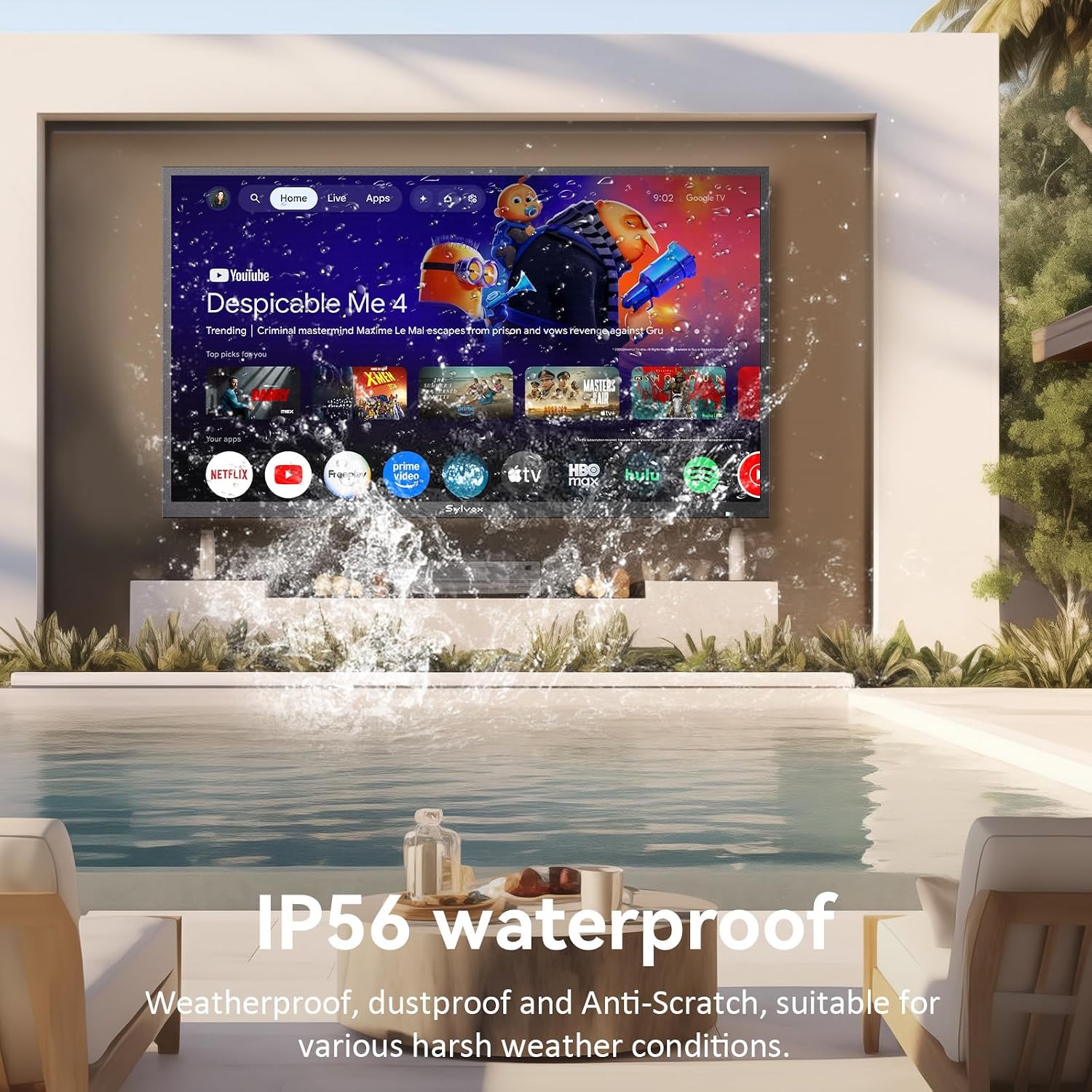 SYLVOX Outdoor TV with Mount & Cover, 43 inch 4K Smart TVs, Weatherproof & IP56 Waterproof, Support Google Assistant, Chromecast, 1000 nit Brightness Partial Sun (Deck Pro 3.0/2026