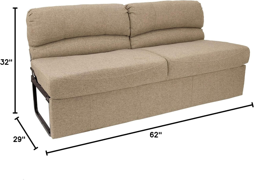 RecPro Charles RV 62' Jackknife Sofa | Love Seat | Sleeper Sofa | RV Furniture | RV Couches | Cloth (Oatmeal)