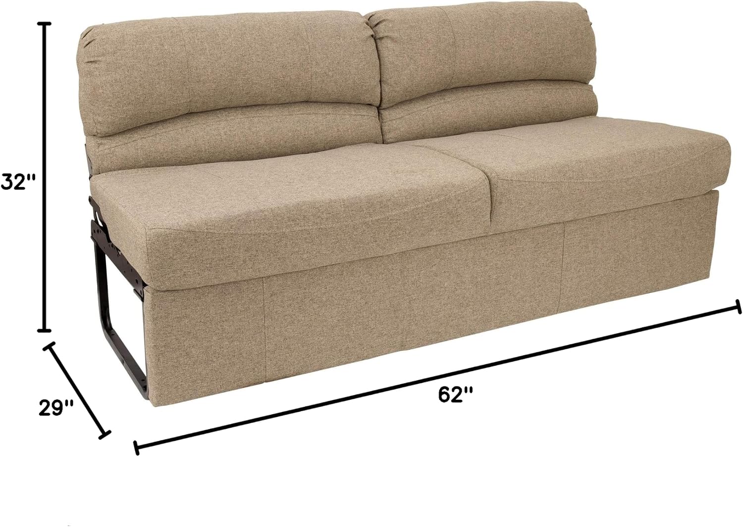 RecPro Charles RV 62' Jackknife Sofa | Love Seat | Sleeper Sofa | RV Furniture | RV Couches | Cloth (Oatmeal)
