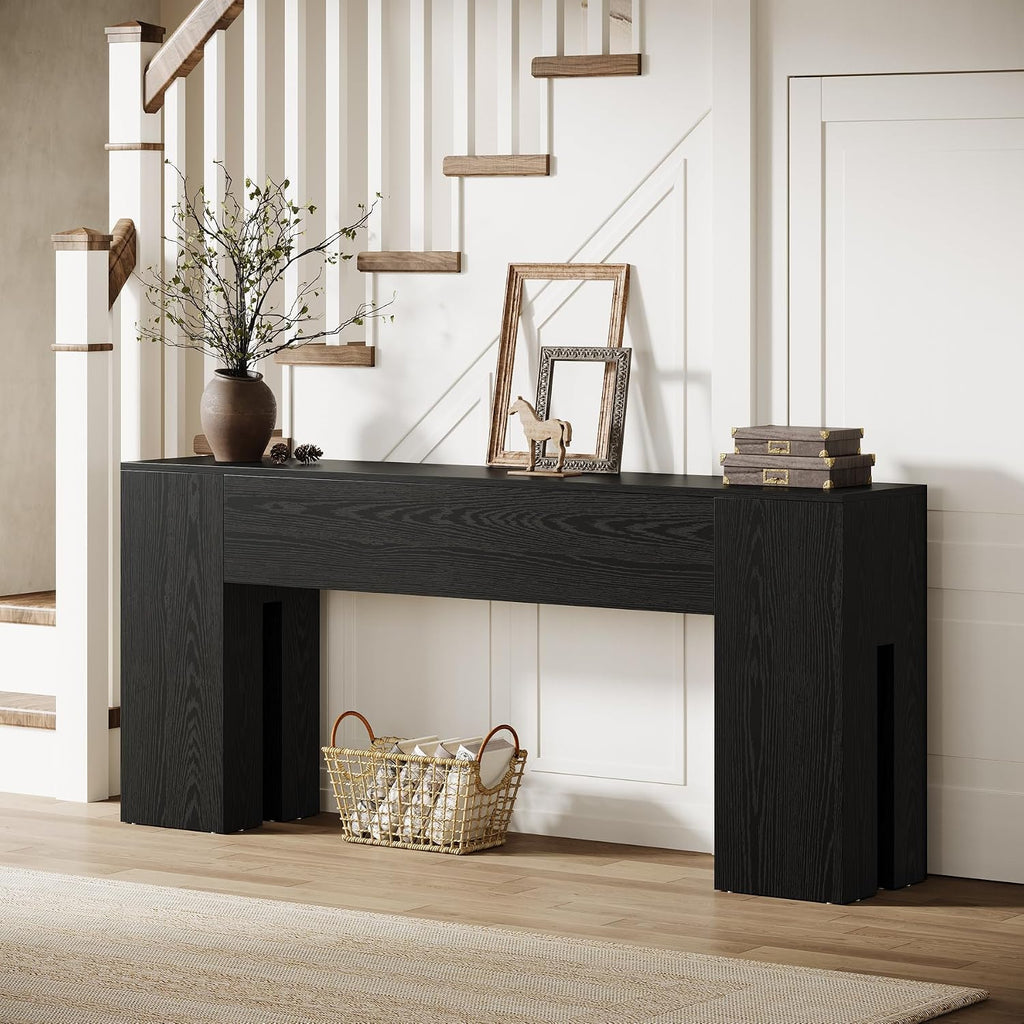 Tribesigns 71-Inch Long Console Table for Entryway, Farmhouse Sofa Console Behind Couch, Entry Table for Hallway, Foyer, Living Room, Black
