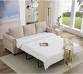 81.5'' Pull Out Couch Queen Size, Convertible Sleeper Sofa Bed, Upholstered Linen 3-Seater Sofa with Pull Out Bed, Mattress, Rivet, Deep Couches for Living Room, Apartment, Beige
