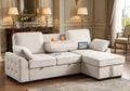 ERYE L-Shaped Pull Out Sleeper Couch Bed, Modern Chenille Upholstered Button Tufted Corner Couch Reversible Sectional Sleeper Sofa Bed W/Storage Chaise, Cup Holders