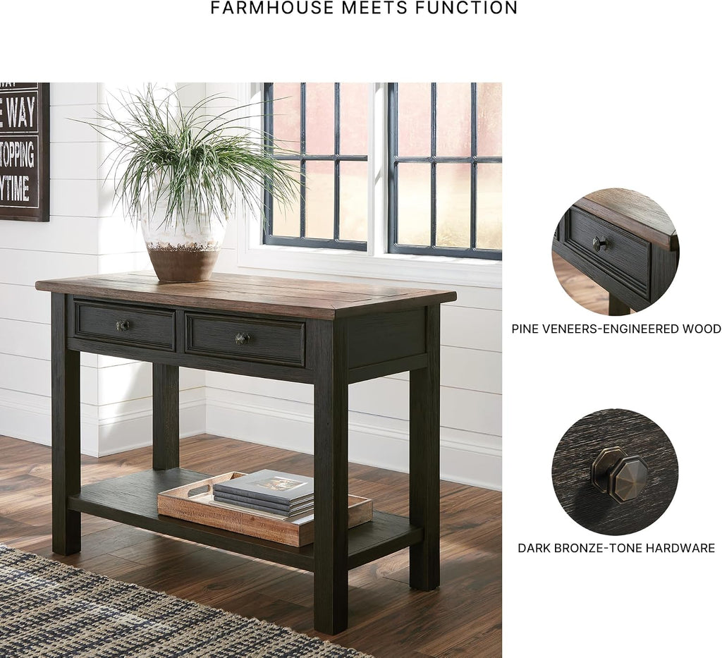 Signature Design by Ashley Tyler Creek Modern Farmhouse Sofa Table, Brown & Black