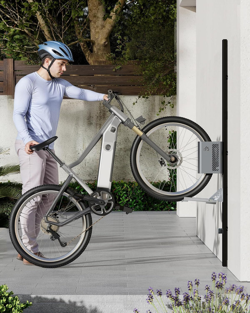 monTEK Automatic Lift Bike Rack – Fits 24-29' Tires, Heavy-Duty Vertical Wall Rack for Bicycles (Up to 71 lbs) - Effortless Lifting, Easy Install - Space-Saving Storage for Garage, Shed, BG