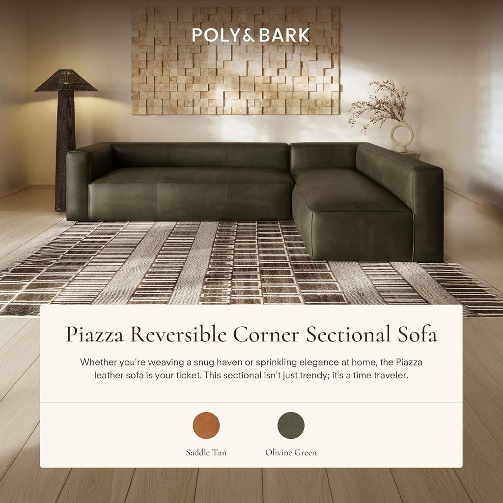 Poly & BARK Piazza Reversible Corner Sectional Sofa in Olivine Green