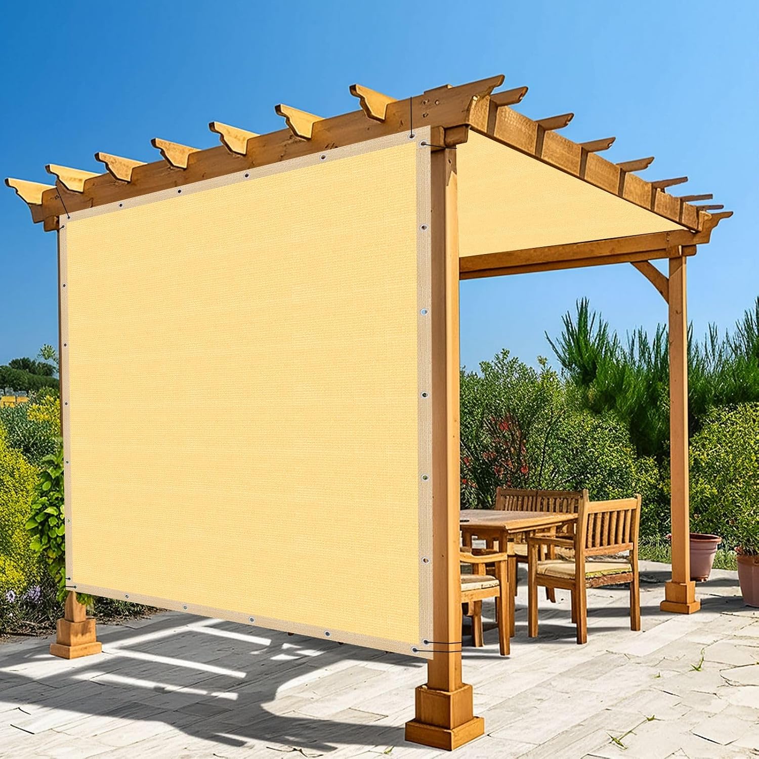 Amagenix 90% Pergola Shade Cover 14' X 20' Beige Sun Shade Cloth with Grommets GN09 for Outdoor Garden Patio Porch, Commercial Grade 200 GSM - Cable Zip Ties Included (We Customized)