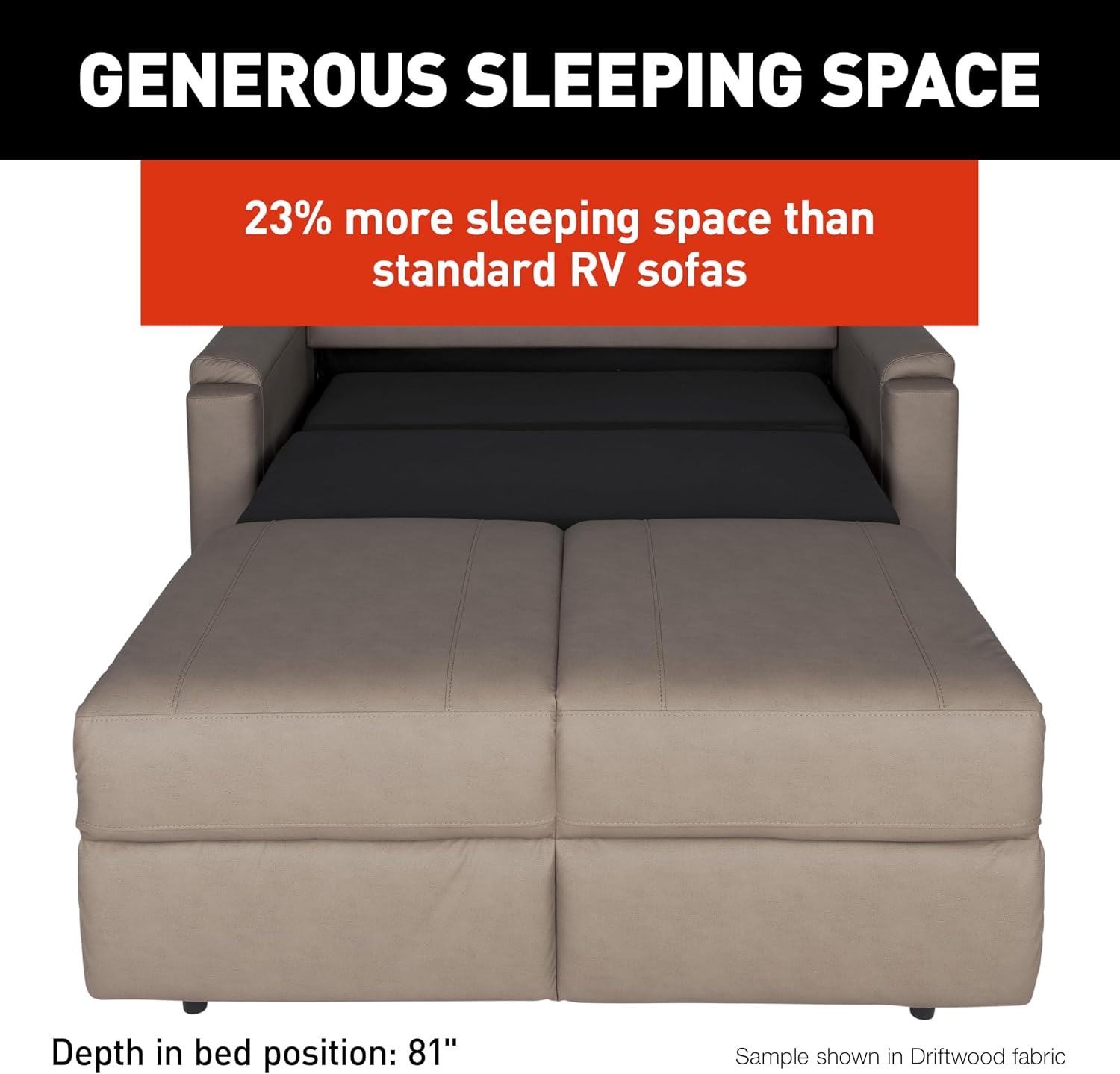 THOMAS PAYNE Signature Heritage Series 72' Dellmead RV Rest Easy Sleeper Sofa with Easy-to-Use Fold-Out Mechanism, 81' Bed Depth - 2024044359
