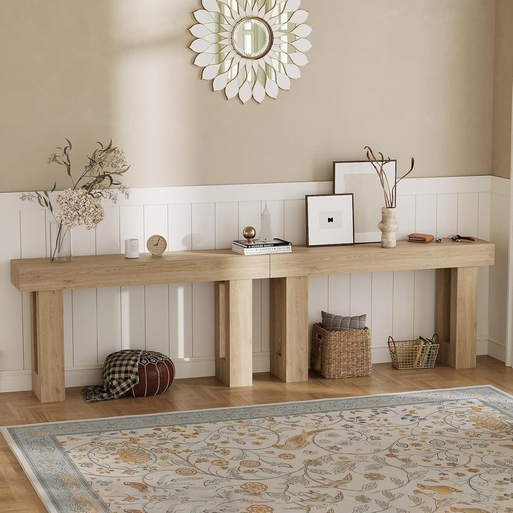 Garvee 63' Long Narrow Rectangular Console Table, Farmhouse Wood Entryway Table for Hallway, Foyer & Living Room, Sofa Table Behind Couch, Industrial Accent Table,Natural